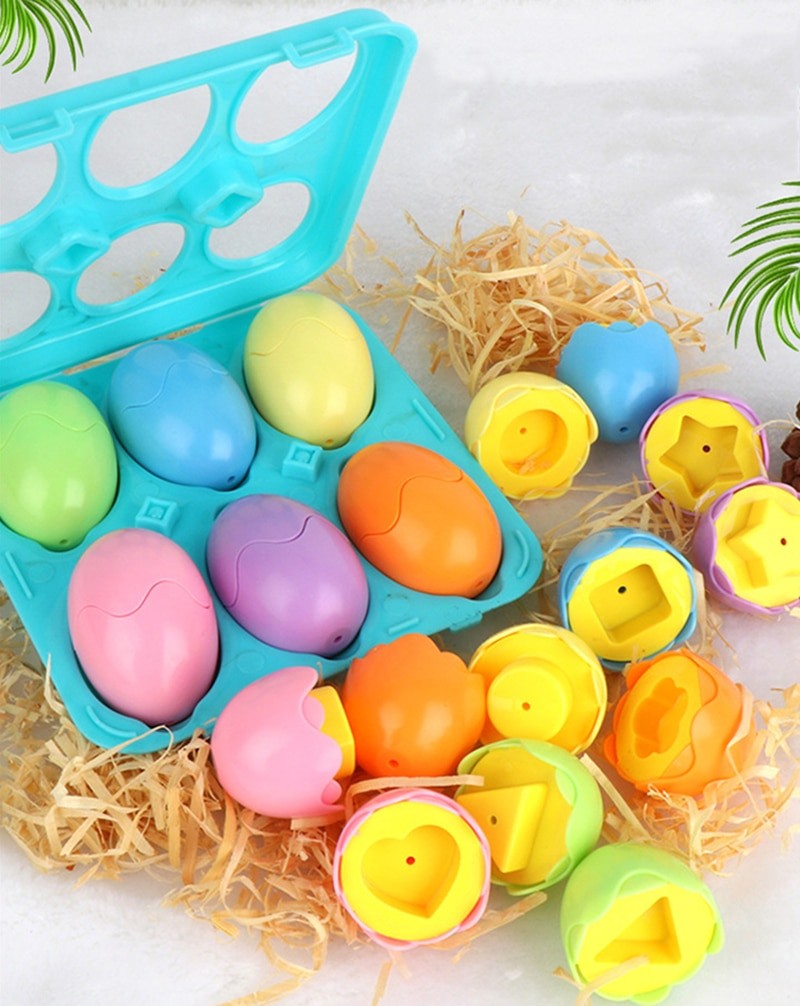 Fidtoy Dinosaur Matching Eggs Toy for Toddlers – Montessori Shape Sorting Learning Eggs Set