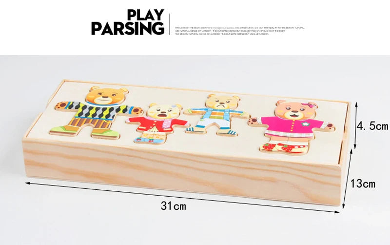 Rompecabezas de madera Montessori con animales para niños - Juguete educativo para bebés y niños