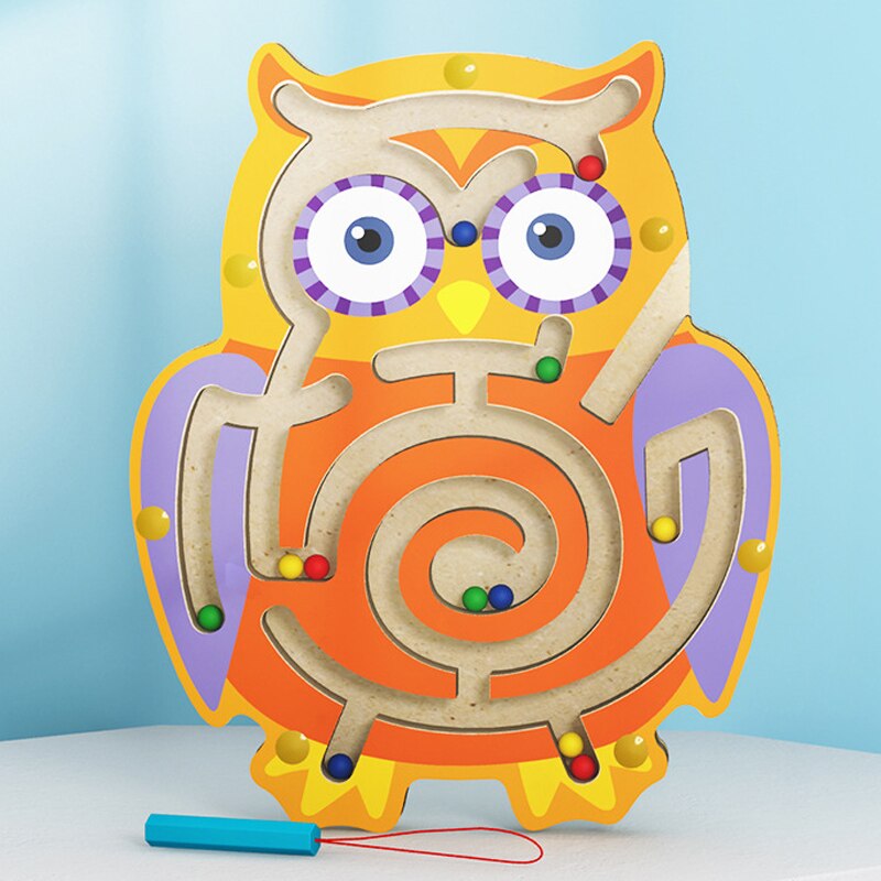 Fidtoy Jouet labyrinthe magnétique en bois pour tout-petits – Puzzle éducatif Montessori STEM pour la coordination œil-main, la motricité fine et l'apprentissage précoce (6-24 mois)