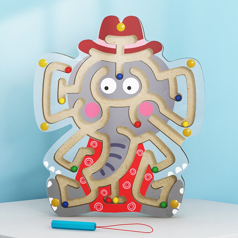 Fidtoy Jouet labyrinthe magnétique en bois pour tout-petits – Puzzle éducatif Montessori STEM pour la coordination œil-main, la motricité fine et l'apprentissage précoce (6-24 mois)