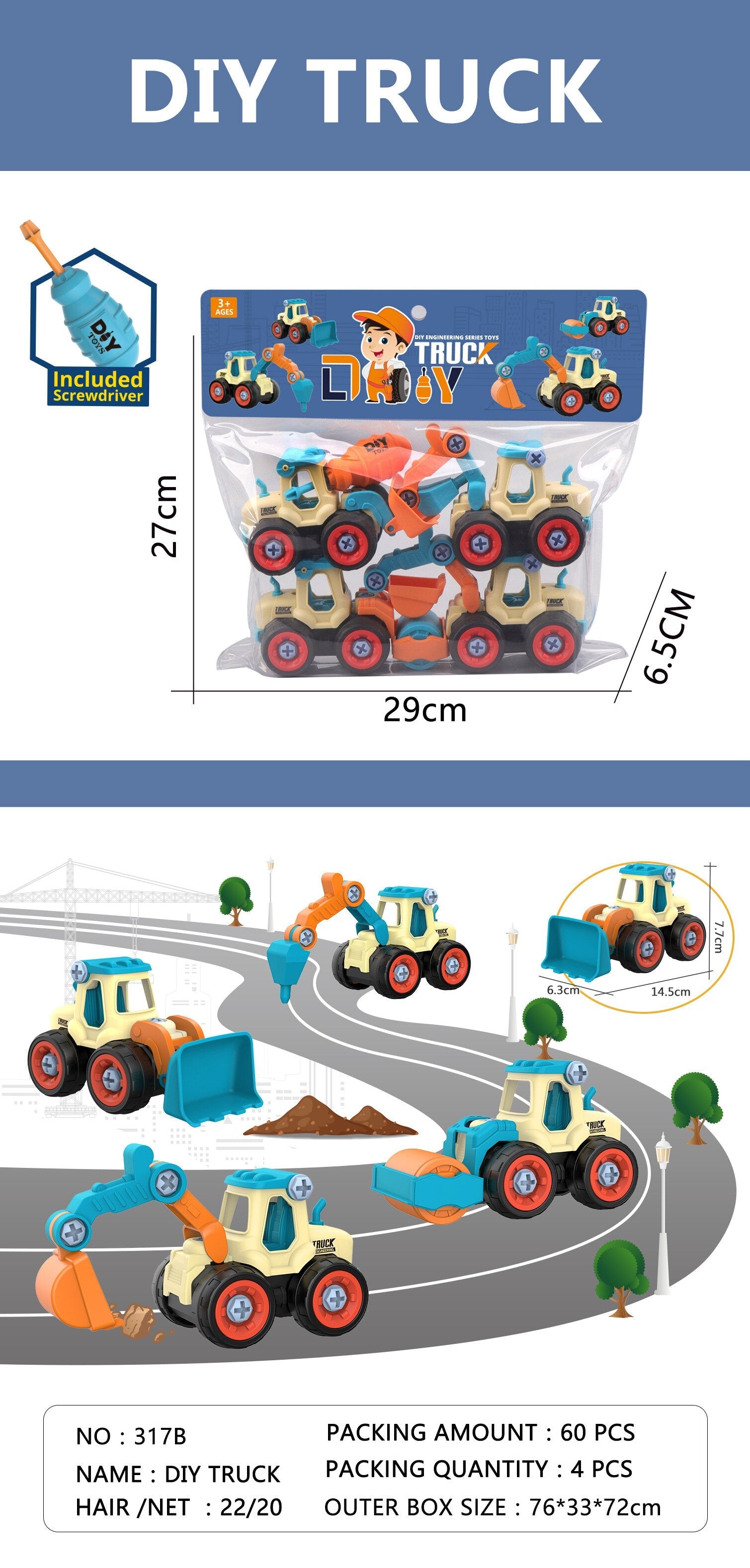 Truck Excavator Bulldozer Screw Tool Car