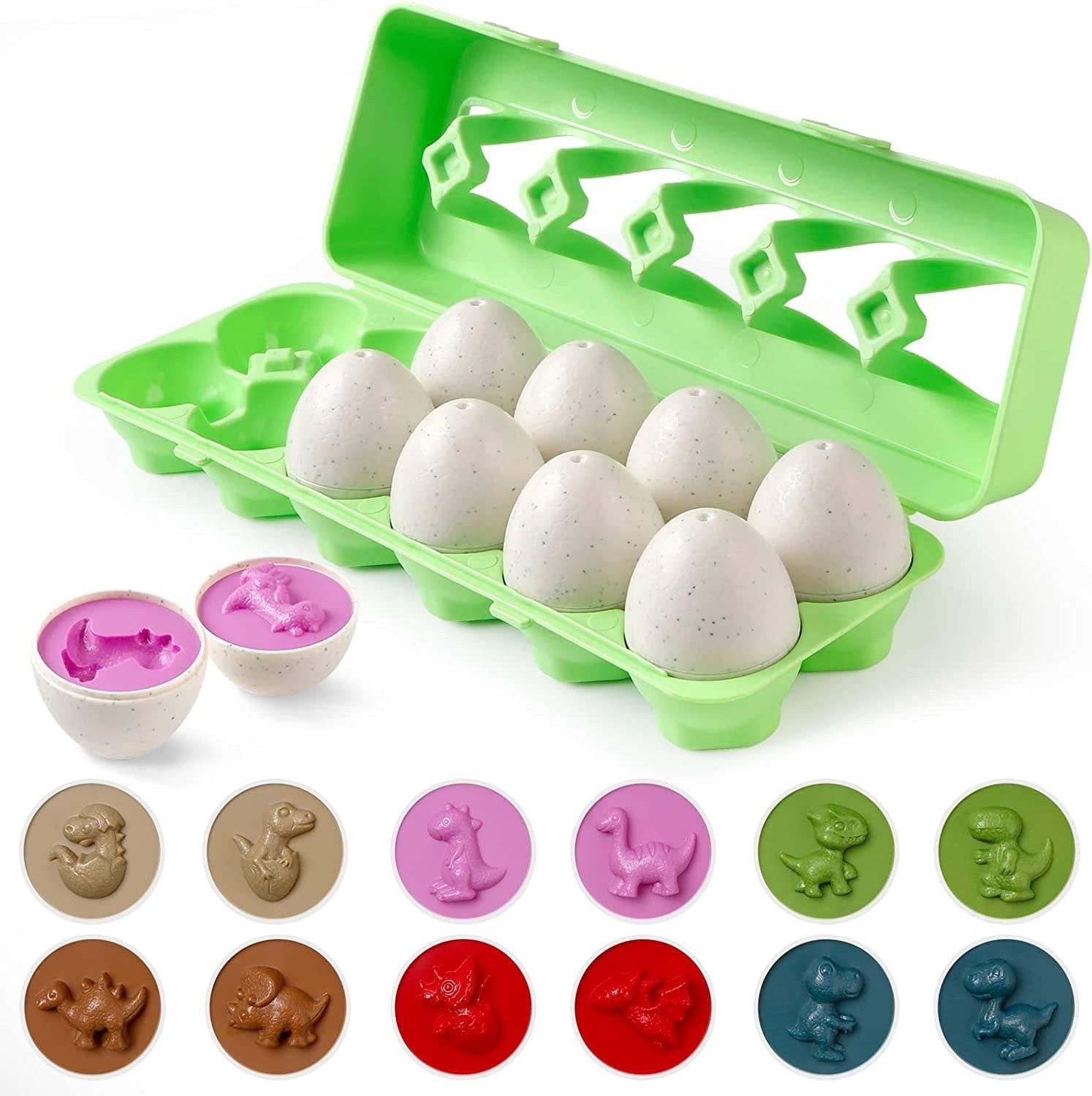 Fidtoy Dinosaur Matching Eggs Toy for Toddlers – Montessori Shape Sorting Learning Eggs Set