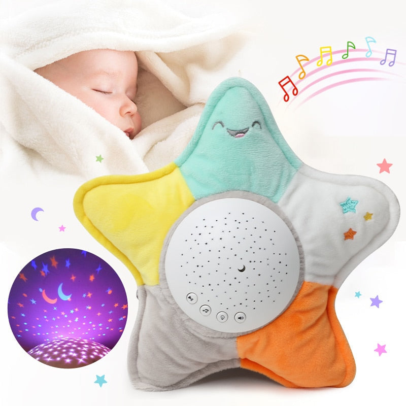 Fidtoy Starry Night Plush Night Light for Infants – Soft Projection & Soothing Music