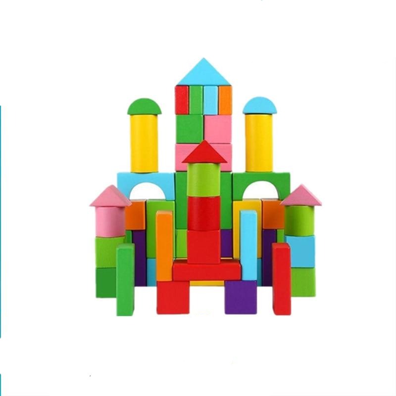 Fidtoy Bloques de construcción de madera arcoíris para niños, juego de juguetes apilables creativos