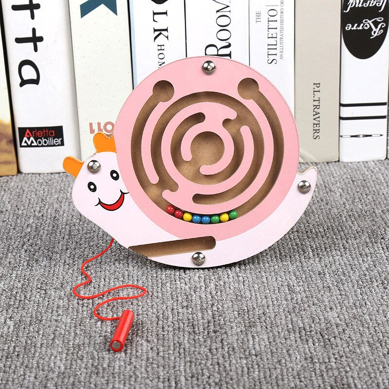 Fidtoy Jouet labyrinthe magnétique en bois pour tout-petits – Puzzle éducatif Montessori STEM pour la coordination œil-main, la motricité fine et l'apprentissage précoce (6-24 mois)