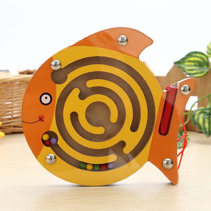 Fidtoy Jouet labyrinthe magnétique en bois pour tout-petits – Puzzle éducatif Montessori STEM pour la coordination œil-main, la motricité fine et l'apprentissage précoce (6-24 mois)