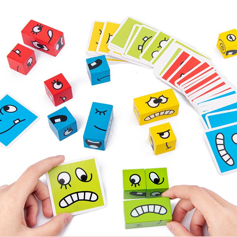 Fidtoy Wooden Facial Expression Matching Game – Educational Memory & Logic Puzzle Toy for Kids Ages 3+