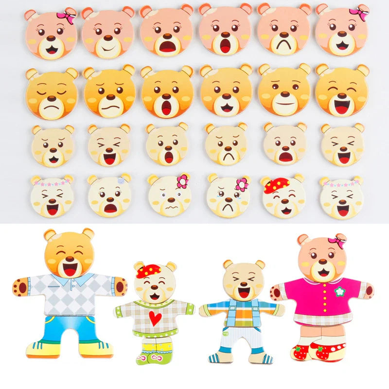 Rompecabezas de madera Montessori con animales para niños - Juguete educativo para bebés y niños