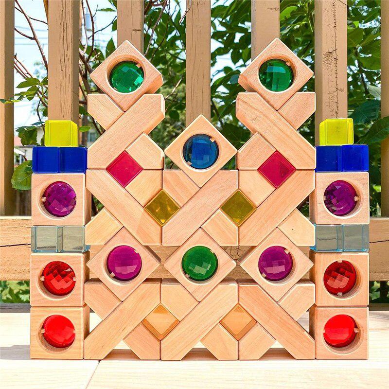 Fidtoy Clear Color Building Cubes – Transparent Acrylic Stacking Blocks for Kids Learning Play