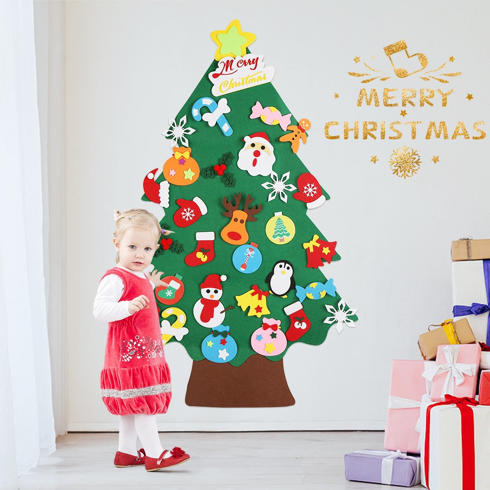 Fidtoy Felt Christmas Tree Set for Kids – DIY Holiday Ornaments, Interactive Toddler Gift