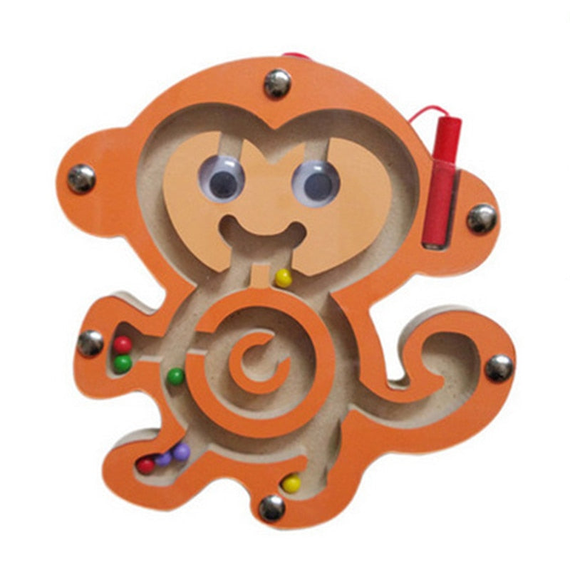 Fidtoy Jouet labyrinthe magnétique en bois pour tout-petits – Puzzle éducatif Montessori STEM pour la coordination œil-main, la motricité fine et l'apprentissage précoce (6-24 mois)