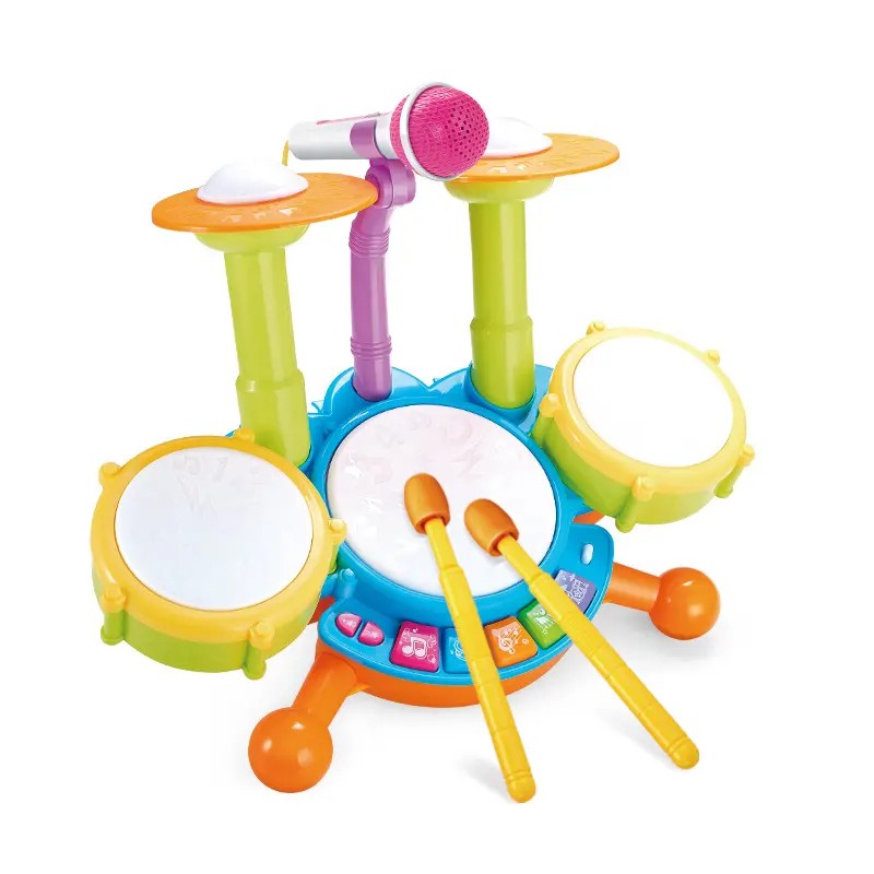 Fidtoy Batterie pour enfants avec microphone pour tout-petits – Instrument de musique avec lumières, sons et apprentissage interactif
