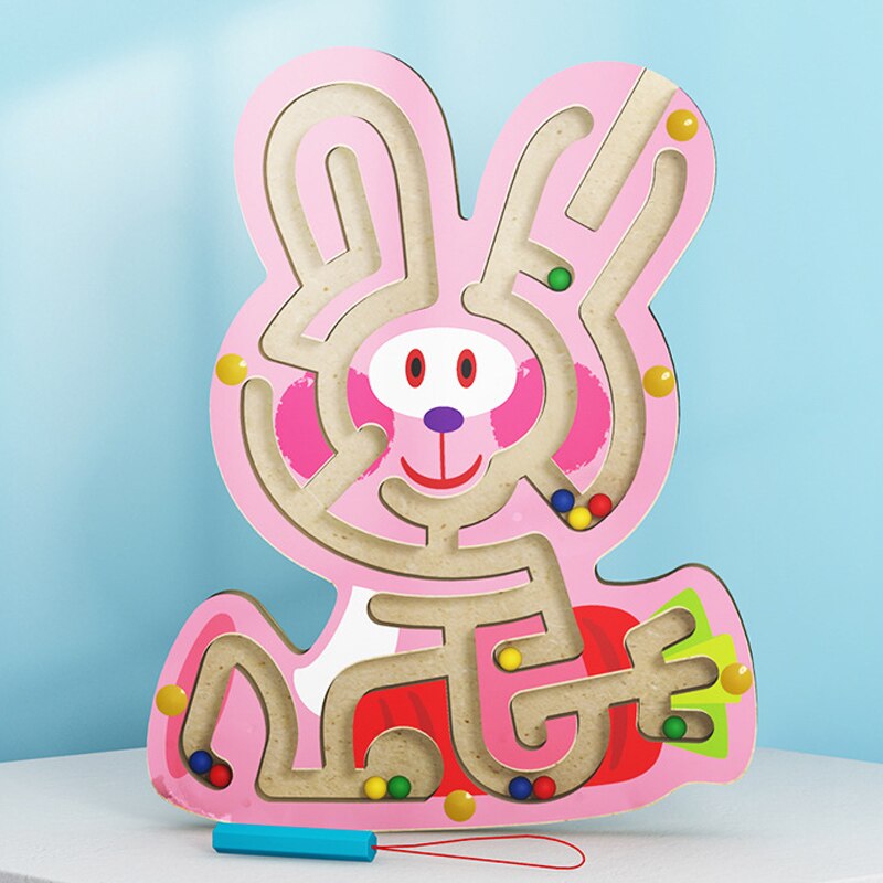 Fidtoy Jouet labyrinthe magnétique en bois pour tout-petits – Puzzle éducatif Montessori STEM pour la coordination œil-main, la motricité fine et l'apprentissage précoce (6-24 mois)