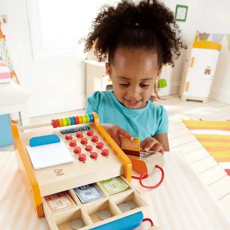 Fidtoy Wooden Cash Register Toy Kids Pretend Shop Play Set