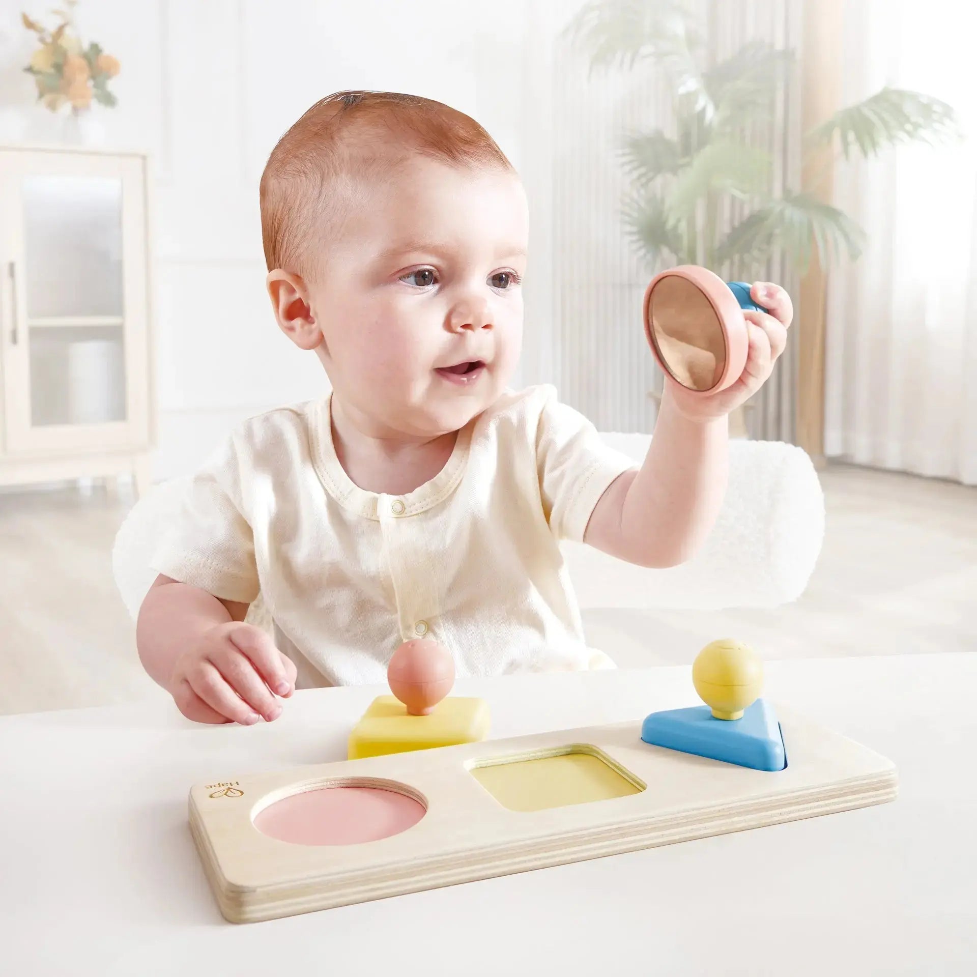 Fidtoy Montessori Juguete de espejo con formas para niños pequeños 10M+