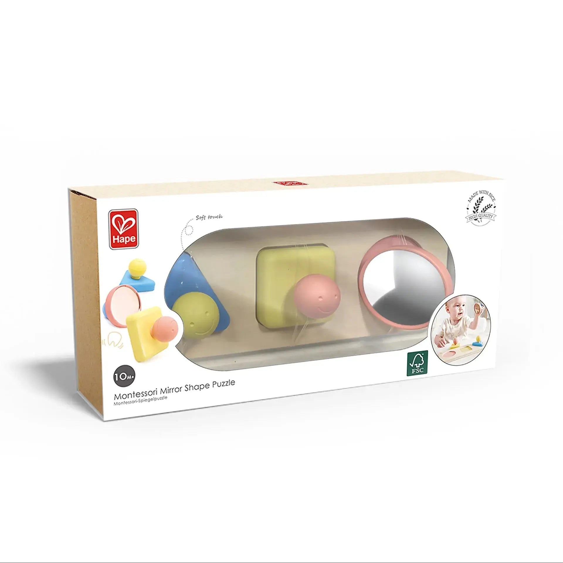 Fidtoy Montessori Juguete de espejo con formas para niños pequeños 10M+