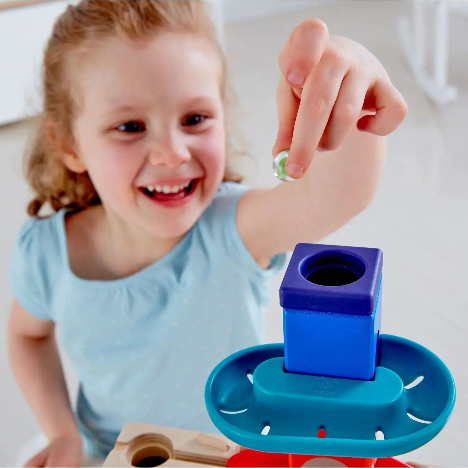 Fidtoy Pista de canicas de madera, Set de construcción, Juguete STEM