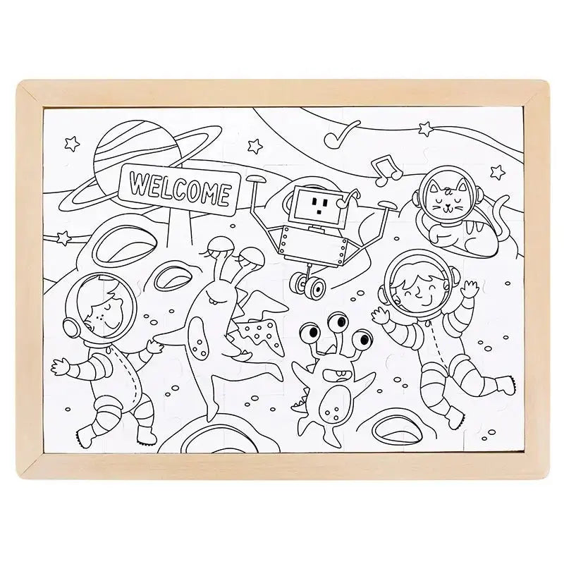 Fidtoy Space Adventure Puzzle et Coloriage, 48 pièces, jouet pour enfants