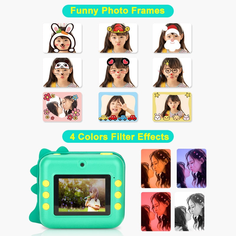 Cámara de impresión instantánea Fidtoy para niños – Cámara de fotos para niños pequeños con impresión térmica y coloreado creativo