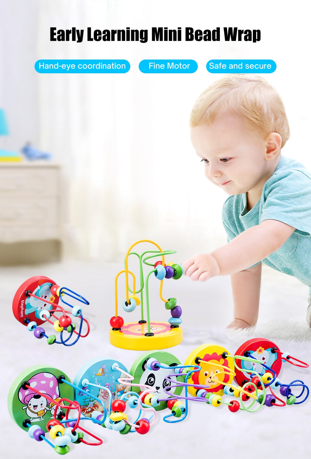 Fidtoy Perles à Enfiler en Bois pour Tout-Petits | Jouet d'Apprentissage Montessori pour la Motricité Fine