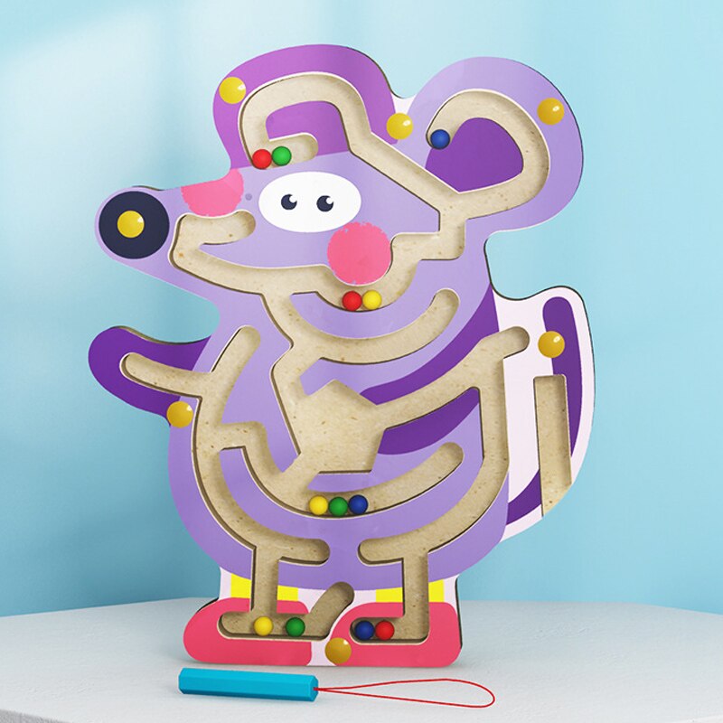 Fidtoy Jouet labyrinthe magnétique en bois pour tout-petits – Puzzle éducatif Montessori STEM pour la coordination œil-main, la motricité fine et l'apprentissage précoce (6-24 mois)