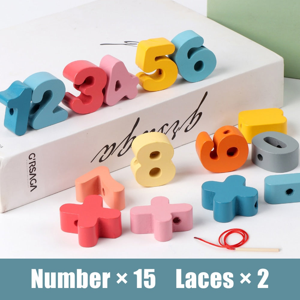 Fidtoy Perles à Enfiler en Bois pour Tout-Petits | Jouet d'Apprentissage Montessori pour la Motricité Fine