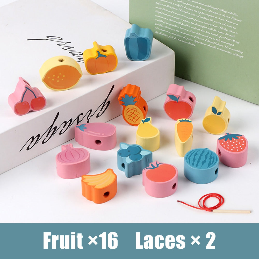 Fidtoy Perles à Enfiler en Bois pour Tout-Petits | Jouet d'Apprentissage Montessori pour la Motricité Fine