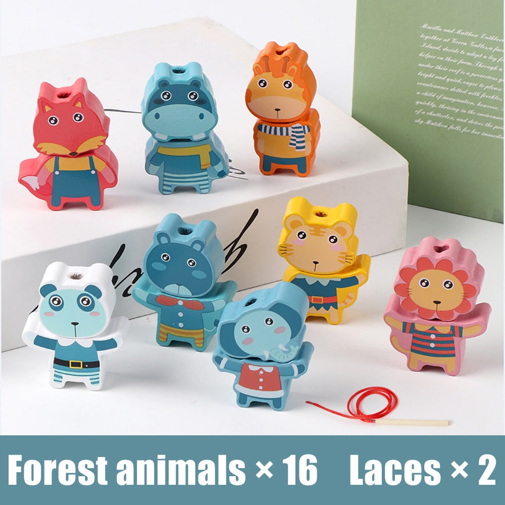 Fidtoy Perles à Enfiler en Bois pour Tout-Petits | Jouet d'Apprentissage Montessori pour la Motricité Fine
