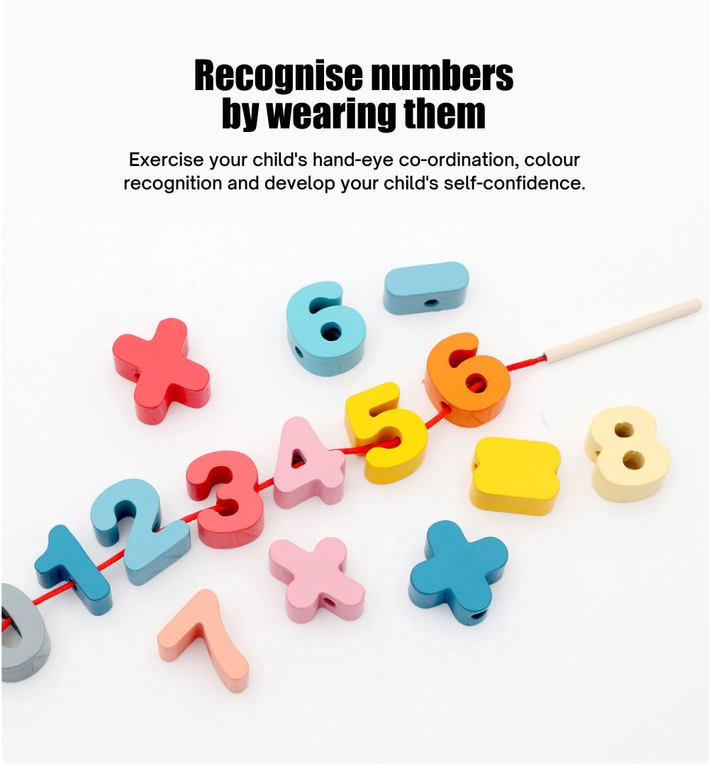 Fidtoy Perles à Enfiler en Bois pour Tout-Petits | Jouet d'Apprentissage Montessori pour la Motricité Fine