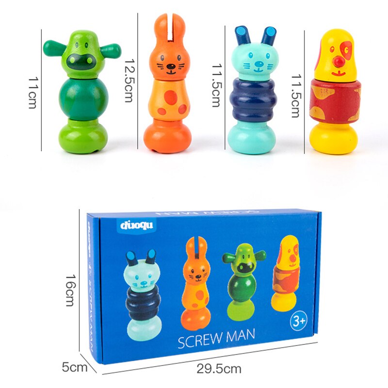 Jouets de montage Montessori animaux à visser et écrou