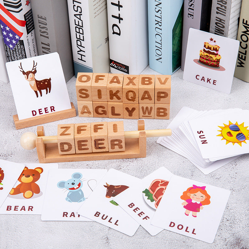 Fidtoy Wooden Spelling Matching Game for Kids