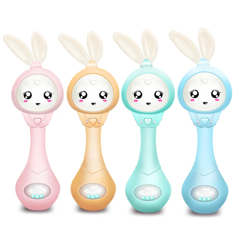 Fidtoy Musical Baby Rattle Teether Toy – Light Up Sensory Rattle with 6 Melodies, Colorful Beads, Teething Design, and Hand-Grip Play