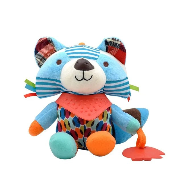 Fidtoy Plush Baby Teether Toy with Rattle – Soft Sensory Activity Toy for Infant Teething, Stroller Play, and Travel