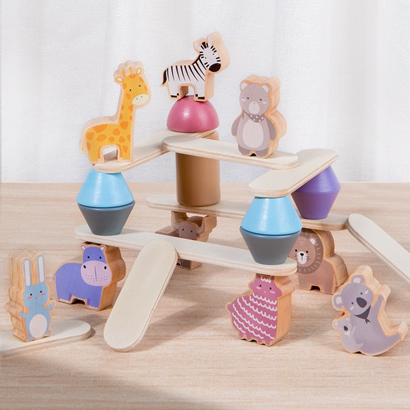 Juego de Apilar Animales de Madera - El Mejor Juguete para la Motricidad Fina