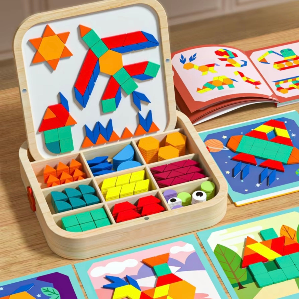 Bloques Magnéticos de Patrones de Madera – Juguete Puzle Montessori de 288 Piezas para Niños de 4 a 8 Años