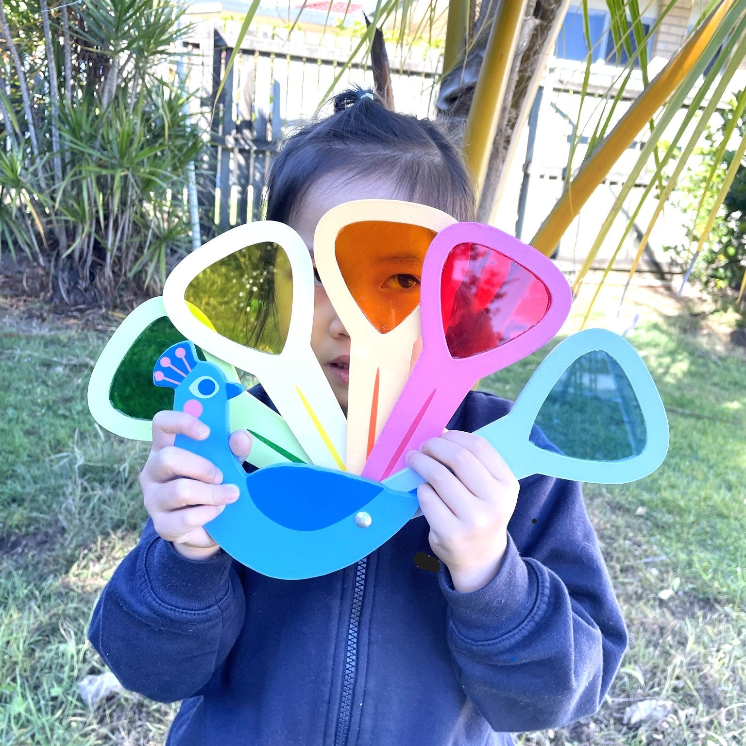 Wooden Peacock Primary Colours Mixing Lenses Sensory Light Mixer Toy