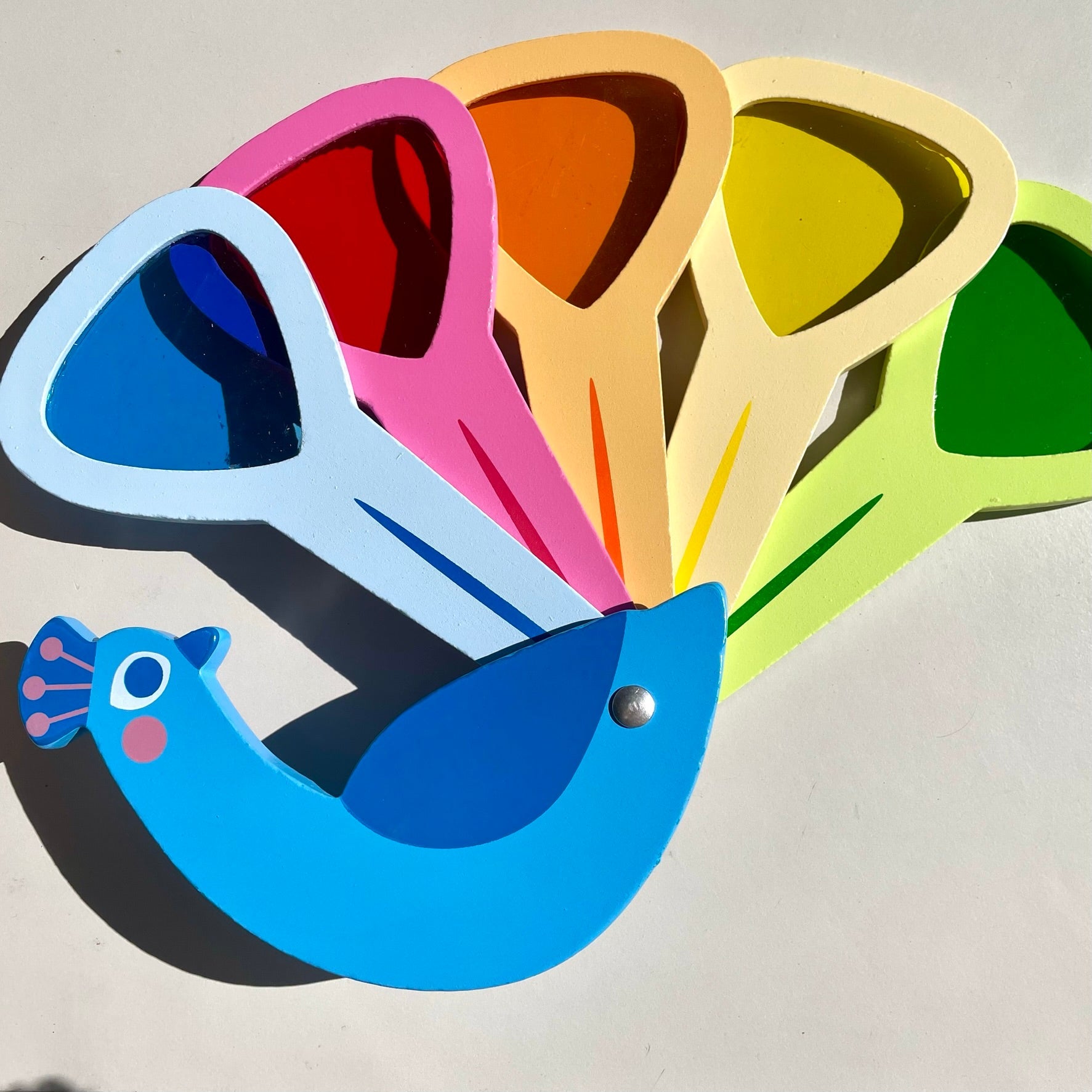 Wooden Peacock Primary Colours Mixing Lenses Sensory Light Mixer Toy