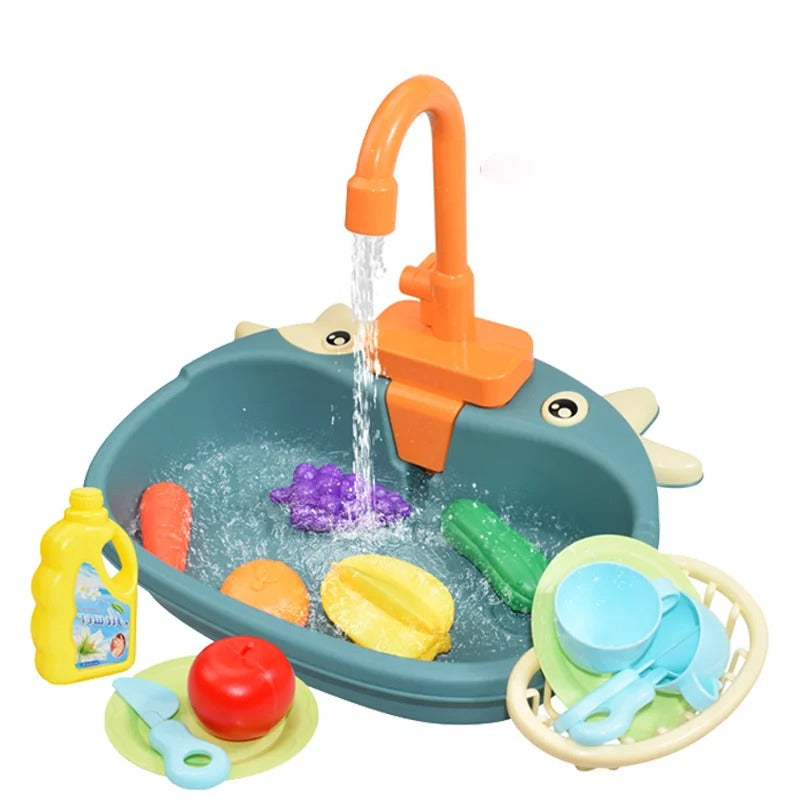 Évier de cuisine Fidtoy pour enfants avec eau courante – Jouet d'imitation pour tout-petits