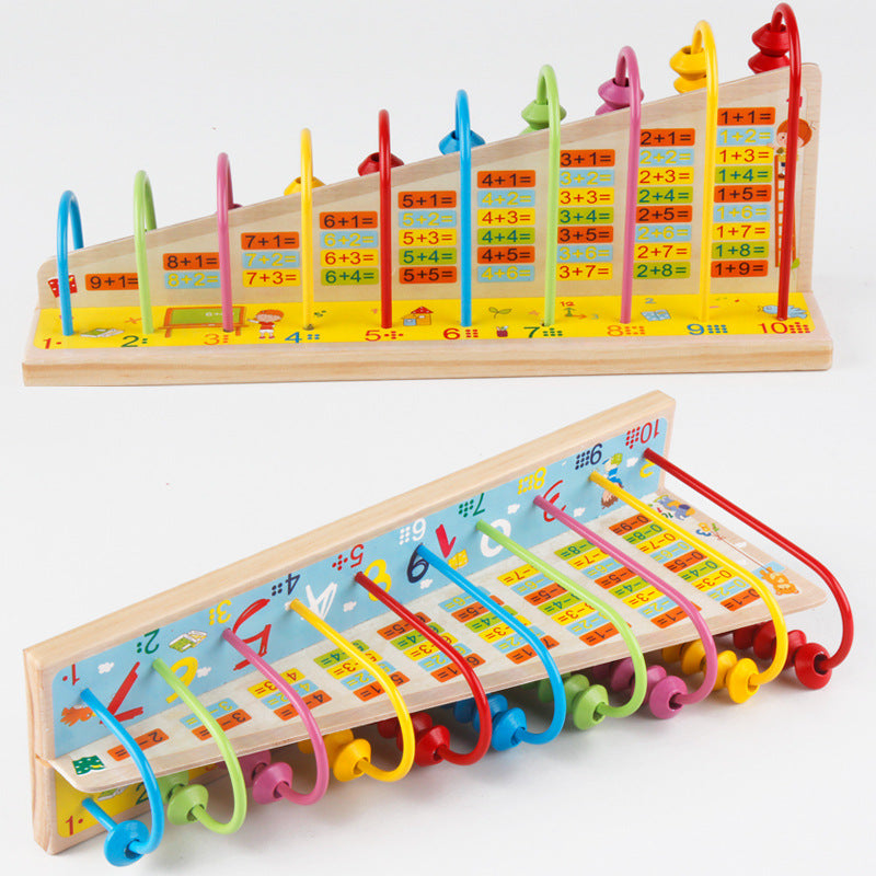 Planche d'apprentissage Abacus Fidtoy en bois avec jeu d'association de couleurs
