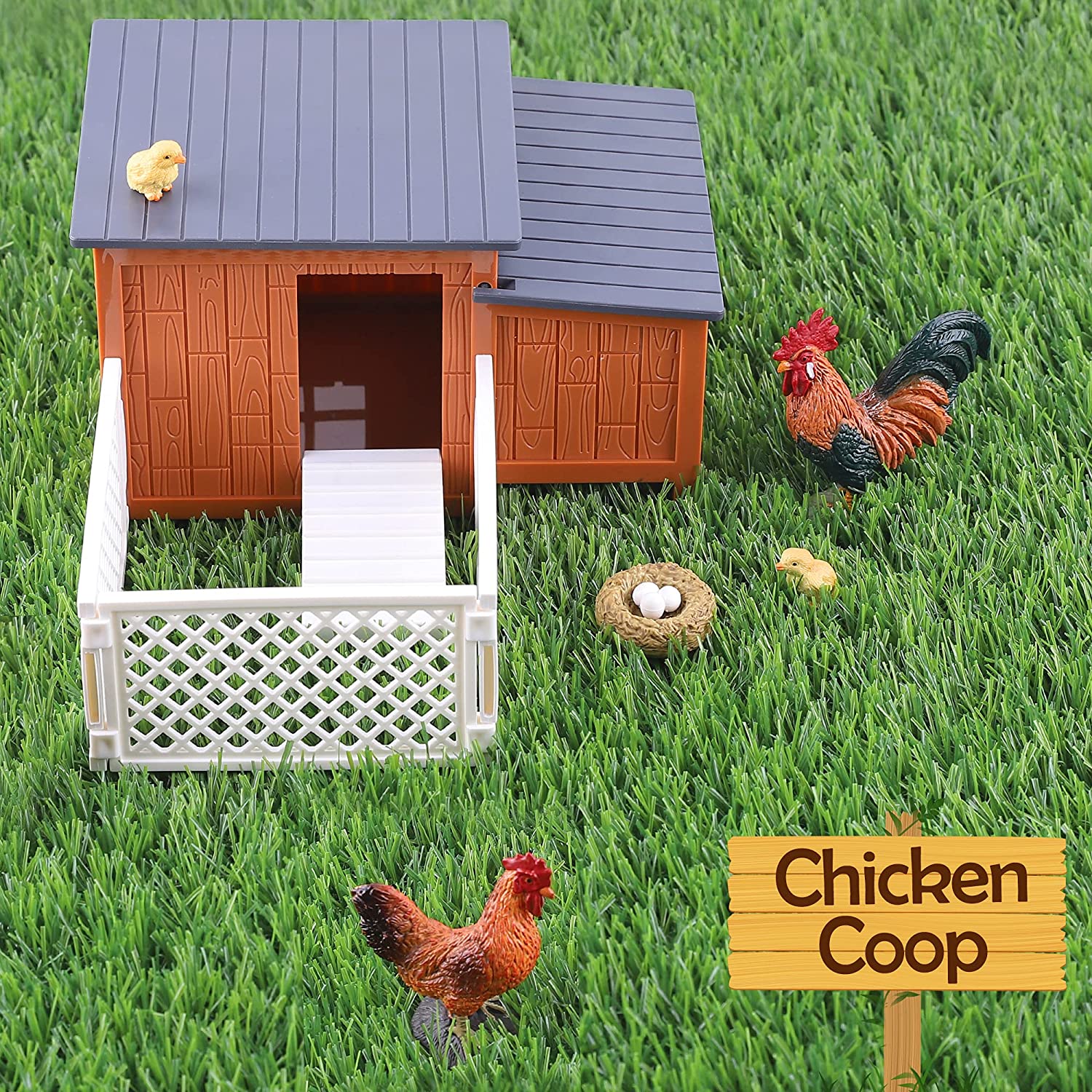 Fidtoy Farmhouse Playset with Barnyard Animals for Kids