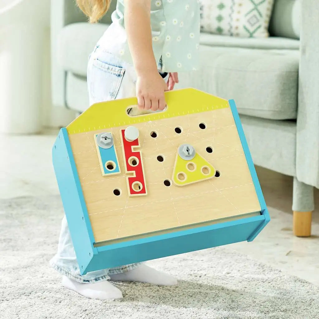 Fidtoy Wooden Workbench Tool Set Kids Construction Toy Kit