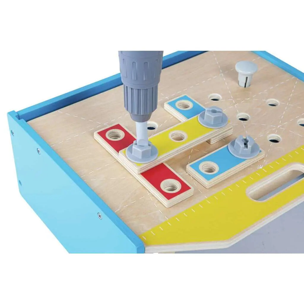 Fidtoy Wooden Workbench Tool Set Kids Construction Toy Kit