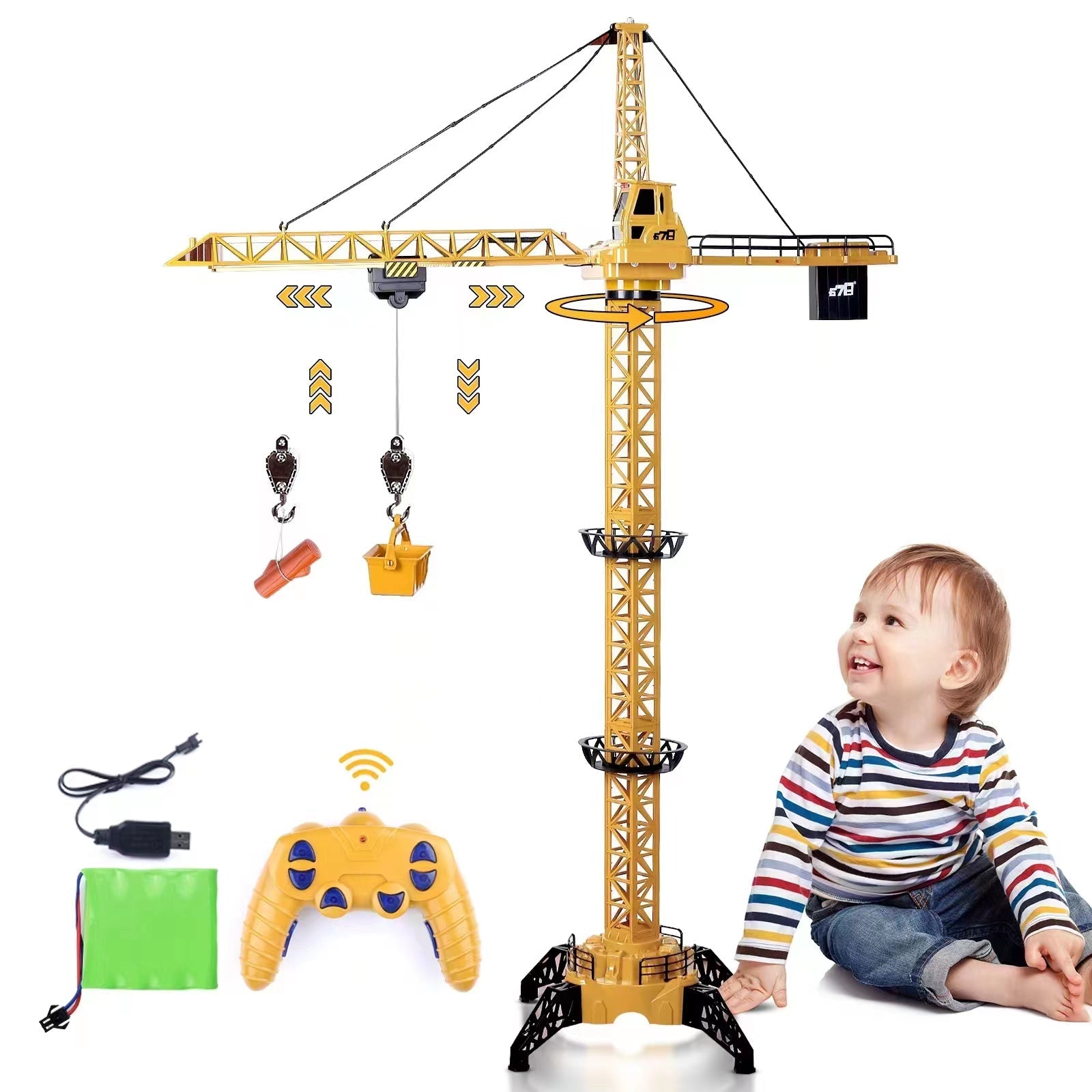 Grúa Teledirigida, Vehículos de Construcción, Grúa Teledirigida Educativa para Niños para Navidad y Cumpleaños