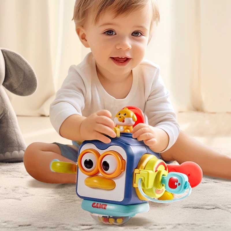 Fidtoy Montessori Busy Cube pour les tout-petits de 1 à 3 ans – Jouet sensoriel interactif pour le temps calme, les voyages et l'apprentissage précoce