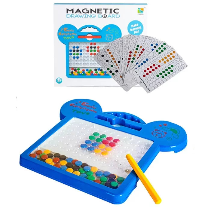 Fidtoy Magnetic Colorful Drawing Beads Tablet for Kids 60 Beads Pattern Cards Doodle Board Age 3+