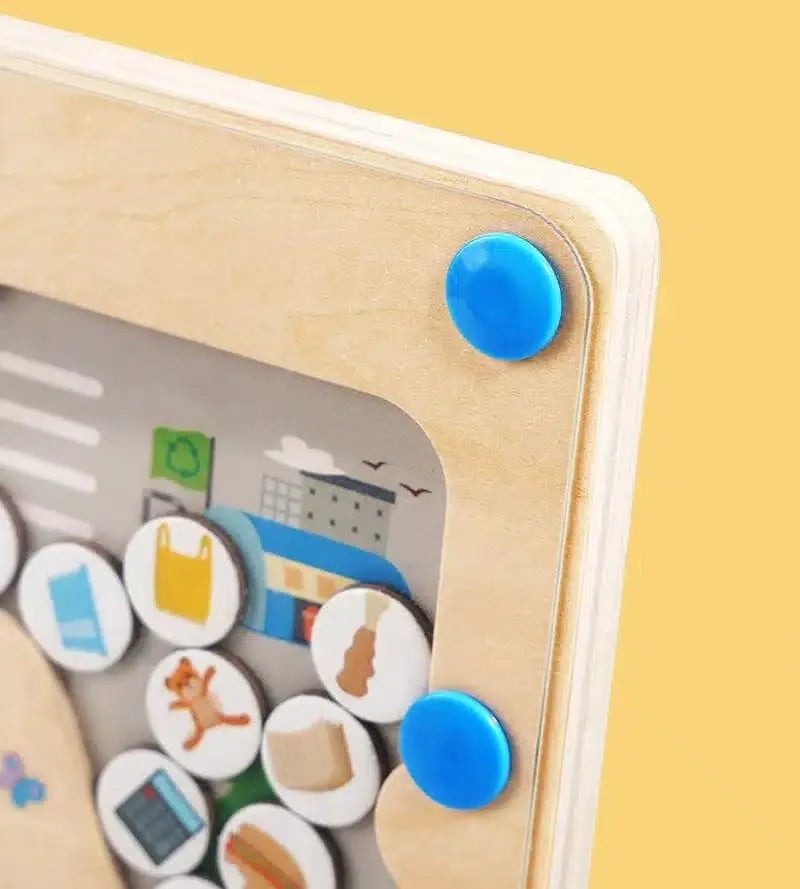 Fidtoy Camion de Ramassage Magnétique – Jouet Labyrinthe Montessori pour le Développement de la Motricité Fine et le Recyclage chez les Tout-Petits
