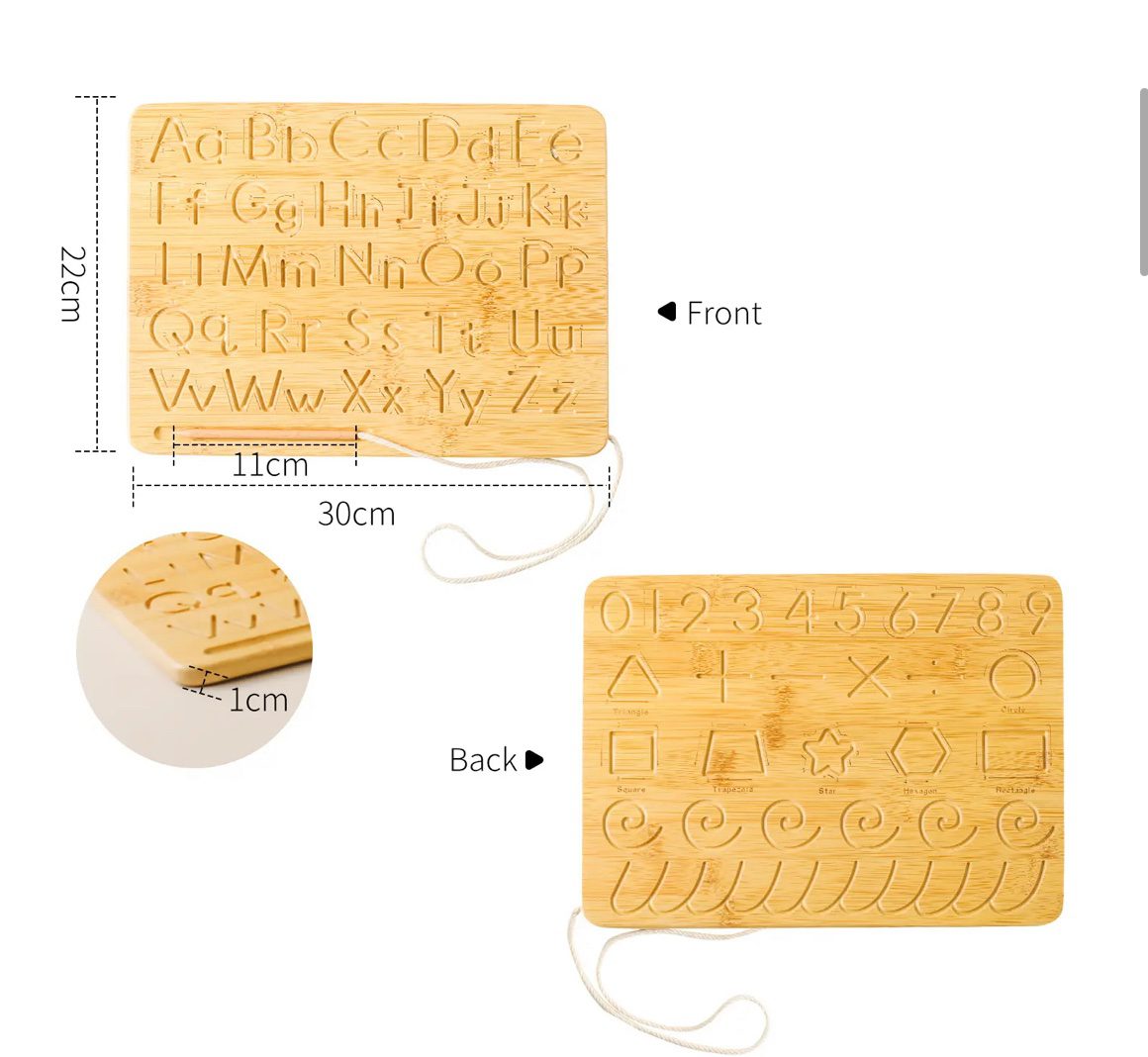 Montessori Double-Sided Tracing Board - Uppercase and Lowercase Letters and Numbers, Shapes and Lines