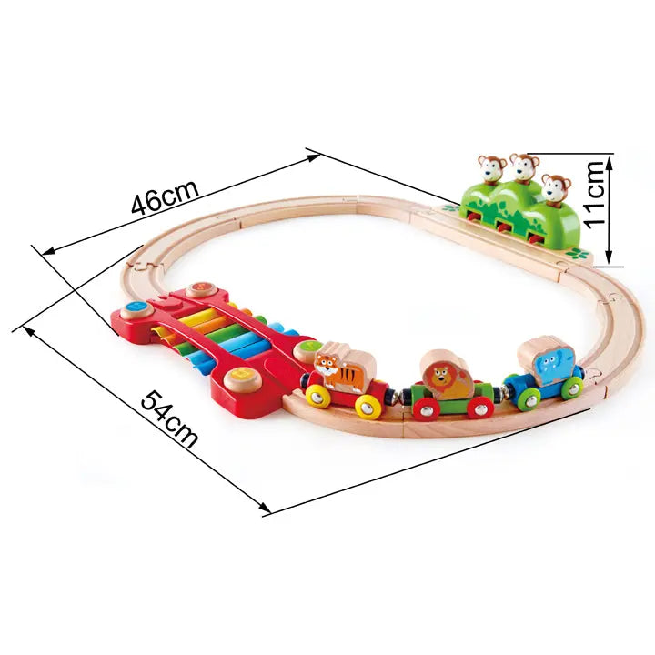 Fidtoy Jungle Wooden Train Set Musical Railway Toy for Toddlers