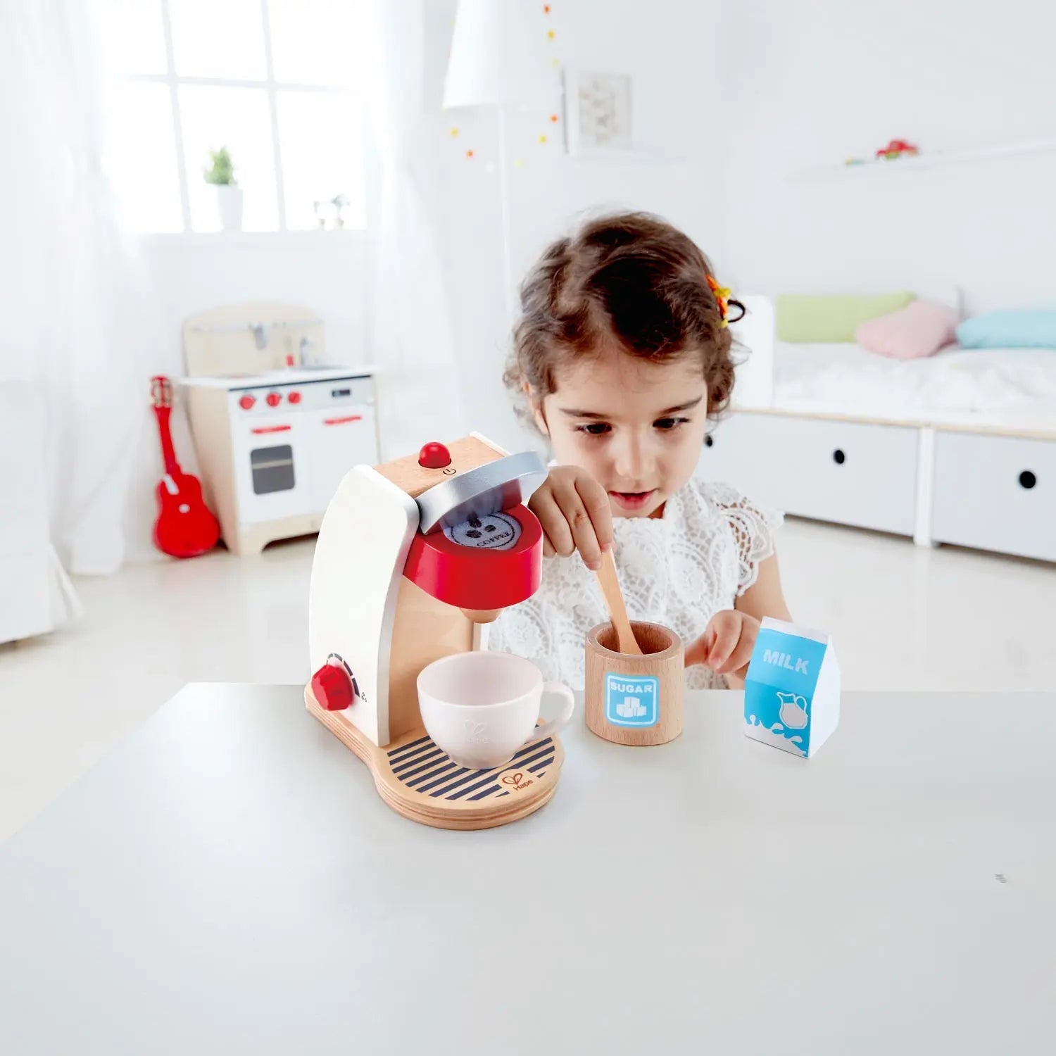 Fidtoy Wooden Coffee Maker Toy Kitchen Pretend Play Set