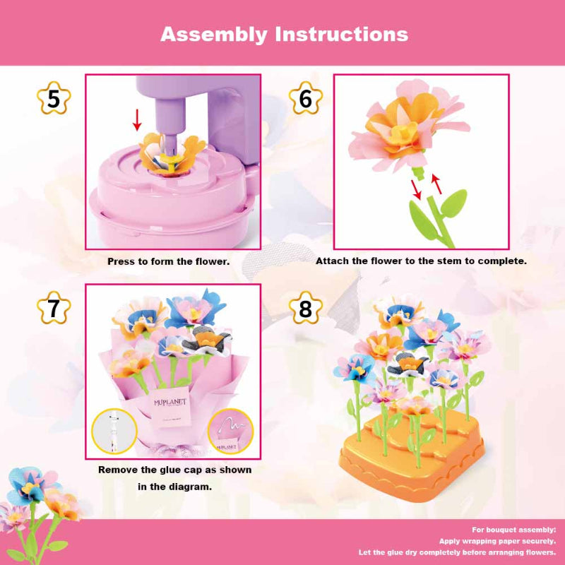 Kit de fabrication de bouquets de fleurs DIY, Ensemble d'activités créatives pour enfants 3 ans et plus avec presse à fleurs